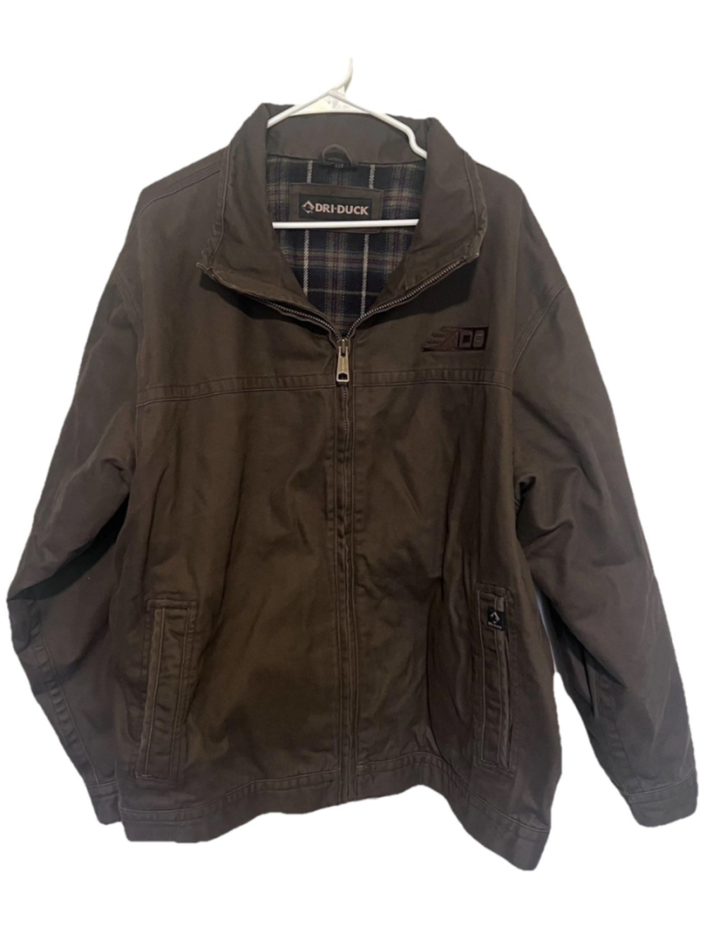 Dri Duck Maverick Work Jacket Mens 2XL XXL Brown Canvas Flannel Lining *has logo